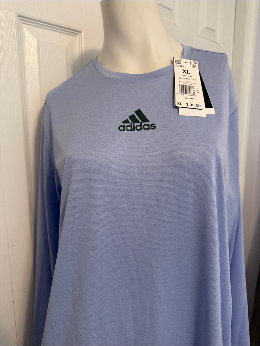 adidas Women’s Long Sleeve Tee in Light Purple with Black Logo